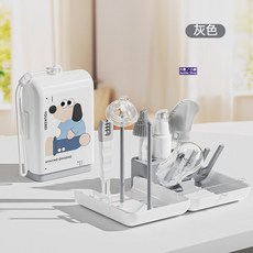 YOUKEBEI 嬰兒清潔刷收納套裝，便攜式矽膠刷具組, 灰色, 1個