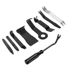 GOOACC 11피스 자동 트림 제거 도구 키트 긁힘 방지 도구 키트 자동차 오디오 대시 창 몰딩 패스너 리무버 도구 키트-레드, 9PCS Trim Removal Tool, Black