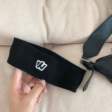 短髮藍色髮帶女夏外出運動夏季薄款跑步吸汗毛線頭帶彈力針織髮箍, 黑色, 1個