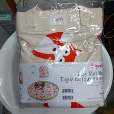 3 Sprouts 加拿大正版小狐狸收納遊戲墊玩具收納袋野餐墊，快速收納帆布袋，童趣浴室收納可愛動物造型, 1個, 貓頭鷹, 米色