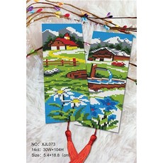 크로스 스티치 책갈피 동물의 꽃 패턴 수제 자수 패브릭 바느질 공예 크로스 스티치 키트, 밝은 회색, 14CT 플라스틱, 1개