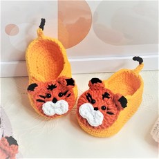손뜨개 귀염 앙증 아기호랑이 신발만들기 동영상 DIY 패키지, (4~8개월), 베이지, 없음, 1개