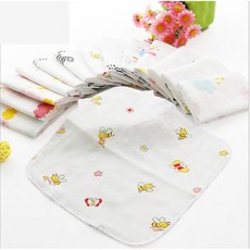 純色印花口水巾 圍兜 嬰兒口水巾 六層紗布巾 (買10送1), 1個, A21