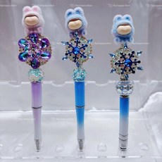 泡泡瑪特 串串筆 買1贈1 旋轉筆 觸控筆 水貂毛 鑽鑽筆 公仔, 1個, 藍色重工筆