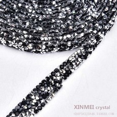 공예 리폼 반짝이 의류 스티커 테이프 DIY 큐빅, 1개, 6. 1야드의 블랙 다이아몬드(길이 90cm)