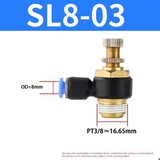 SL 모델 빠른 연결 공압 커플 링 스로틀 밸브 1/8 1/4 3/8 1/2 M5 4 6 8 10 12mm 호스 튜브 조절 가능, [02] 10PCS, [27] SL8-03