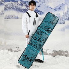스노우보드 휠백 스키백 바퀴 대용량 방수 보관, TPU 딥 씨 블루 그래피티, 174x36cm, 1개