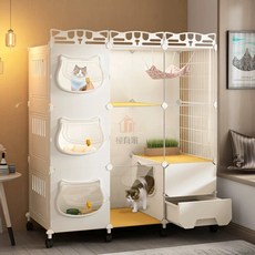 現貨 送貓砂盆 貓砂鏟 貓籠子 全景透明籠 貓櫃 貓屋 豪華多層貓籠 三層貓籠 透明觀賞籠 帶貓砂盆, 1個, 小雙層【推薦幼貓】,基礎套餐:內置封閉式貓砂盆+貓砂鏟