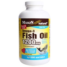 Mason Naturals Omega 3 魚油 1200 毫克軟膠囊無糖, 1個, 350 件