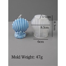 3D 비누 실리콘 몰드 불가사리 Ocean 시리즈 도구 주조 수제 송진 석고 DIY 캔들 데코 공예 금형, shell, 1개