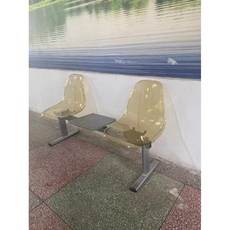 플라스틱 벤치 버스정류장 의자 2인용 커피테이블, 투명 브라운 스퀘어 커피테이블