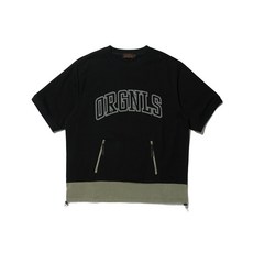 [비슬로우] CONTRAST PANNEL SWEAT HALF SHIRT BLACK, M
