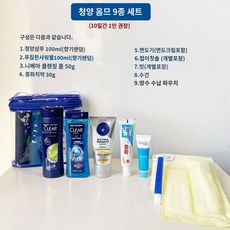 여행용 샴푸세트 출장 피트 미니어처 남성 샴푸 바디워시 100ml 휴대용 세면백, 청양옴므 9종세트(클렌징폼포함), 1개