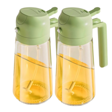 아엘론 2WAY 고급형 대용량 오일 간장 스프레이 유리병, 2세트, 600ml