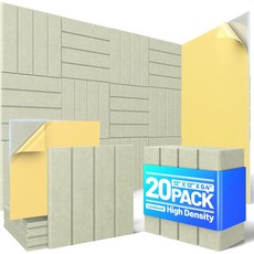 벽용 방음 폼 패널 20팩 자체 접착식 2 X 0.4 슬트 벽 게임 스튜디오 장 고밀도 흡음, Fine Stripe-20Pack, Blue