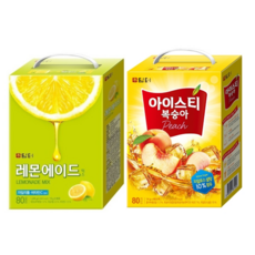담터 아이스티 복숭아 80T +레몬에이드믹스 80T, 1개, 1세트, 14g