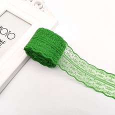레이스천 밑단 원단 부자재 리본끈 4.5cm 10M, 1개, 19#그래스그린