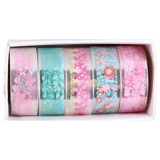 5롤 세트 투명 마스킹 테이프 스티커, 1세트, S2012 벚꽃