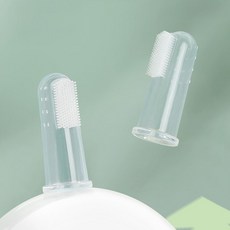 강아지 고양이 실리콘 손가락 돌기 칫솔, 투명 10개입