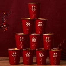 結婚紙杯 金箔 喜宴 敬茶杯, 1個, 新款喜宴金箔杯 正囍 ,5-6個/無包裝隨機囍圖