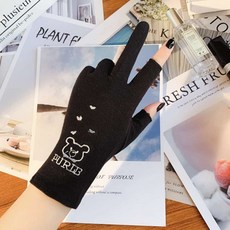 여성 2컷 스포츠 장갑 블랙 등산반장갑