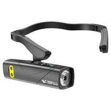 微笑鯊 TD0220 便攜頭箍照明燈 強光LED感應頭燈 掛耳式工作頭燈 白紅光 露營夜釣, 1個, 【黑】微笑鯊 TD-0220A