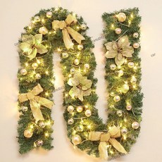 耶誕裝飾 聖誕節佈置 270cm聖誕樹藤金色套組 發光聖誕樹藤 耶誕佈置, 270公分240頭金色（+led彩燈）