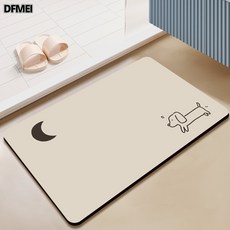 DFMEI 現代簡約硅藻泥地墊家用衛生間浴室防滑墊耐磨吸水速幹易清洗腳墊, 1個, 散步小狗