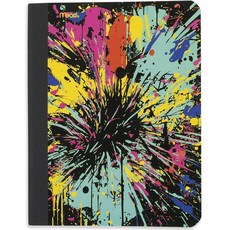 Mead 09932 연습장 대학 유선 필기 노트 유선형 내지 포함 대학생 및 K-12용 홈스쿨 용품 24.8 x 19.1cm (9.75 7.5인치) 100장 블랙 대, 1, Fireworks