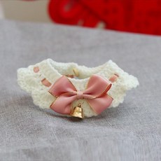 고양이턱받이 강아지케이프 코바늘뜨기 반려견리본 레이스 강아지턱받이 대형견 꽃 파티, 1개, 핑크