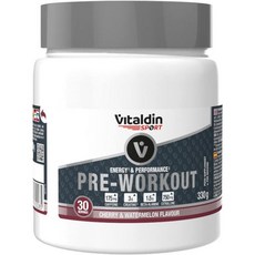 VITALDIN SPORT 에너지 & 퍼포먼스 프리워크아웃 - 카페인 크레아틴 아미노산 & 비타민 함유 부스터 - 퍼포먼스 향상 및 근육 회복; 체리 & 수박 - 330g, VITALDIN SPORT 에너지 & 퍼포먼스 프리워크, 1개
