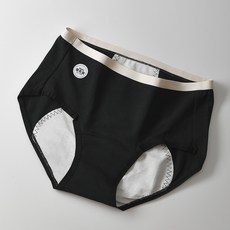 純棉生理褲 三層防漏 聚乳酸底襠 經期內褲 7A抑菌, 黑色,XL