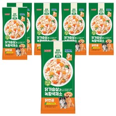 이나바 강아지 녹황색 파우치 QDR-144, 혼합맛(닭가슴살/채소/닭연골), 180g, 6개