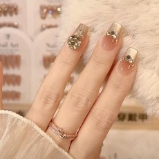 玫瑰法式貓眼美甲貼片，純手工穿戴甲，方便快捷，多種尺寸可選, 1個, HNP-050,S碼