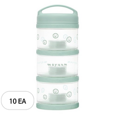 모윰 유아용 휴대용 3단 분유케이스, 민트해피모어에디션, 10개