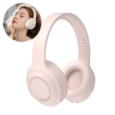 블루투스 5.0 헤드셋 접이식 무선 고속충전 노이즈 캔슬링 블루투스 헤드폰, 핑크