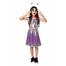 兒童外星人角色扮演服裝 亮片背心裙套組, XL女外星人背心裙（三件套）, 1個