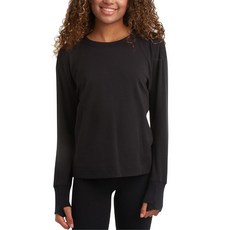 Spyder 여성용 크루넥 스웨트셔츠 - 부드러운 플리스 스트레치 UPF30+ 경량 긴소매 풀오버 스웨트셔츠 여성용 블랙. 미디엄 168226