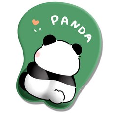 올오브홈 손목보호 캐릭터 3D 마우스패드 귀여운 일체형 손목받침대 쿠션, 1개, A. 그린판다