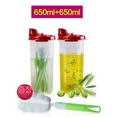 보틀 소스통 타파웨어 소스병, 650ML 세트 2개 레드, 1개