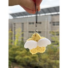 뽀슬냥냥 손뜨개인형 키링 과일 키링 뜨개인형 완제품 빽꾸 아이템 미니별, 미니별 단품_날개O, 1개, 5cm