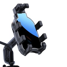 機車手機支架，穩固耐用，多角度調整，簡易安裝，時尚外觀，適用多種手機型號, 黑色不帶帽子, 後視鏡款