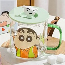 호호마켓 짱구 유리컵 480ml 캐릭터컵, 블루