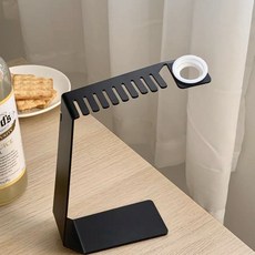 馬卡龍色系不鏽鋼支架收納錶帶底座，適用於蘋果手錶iWatch充電，桌面擺件，穩固支撐，多錶帶收納, 不銹鋼黑色, 1個