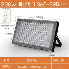 UV램프 경화 고출력 잉크 업소용 LED, I. 비드 도트 UV 보라색 빛 300W 365395n