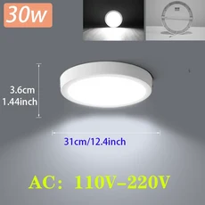 현대 Led 천장 조명 15/20/30W 패널 비품 AC 110V-220V 룸 거실 주방 홈, 04 White Round 30W, 01 차가운 흰색, 02 1PCS 110V-220V, 1개