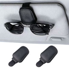 차량용 선글라스 가죽 안경 마그네틱 2팩 홀더 클립 홀더 액세서리 바이저 범용 자동차, 블랙.
