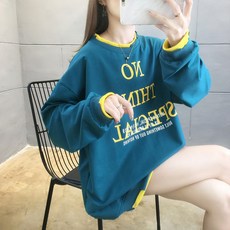 체인지쉬 (change she) 여성 기모 투톤 루즈핏 맨투맨 티셔츠