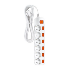 [국내생산] 대성 멀티탭 가정용 일반 절전 개별 2구 3구 4구 5구 6구 1M 1.5M 2M 2.5M 4M 4.5M 과부하차단 통합 스위치 안전 접지 사무실 긴 플러스탭 콘센트, 개별/6구/화이트, 1개