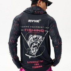 RVWR 釣魚防曬衣 長袖, 黑色 圖案版,M 90-110斤